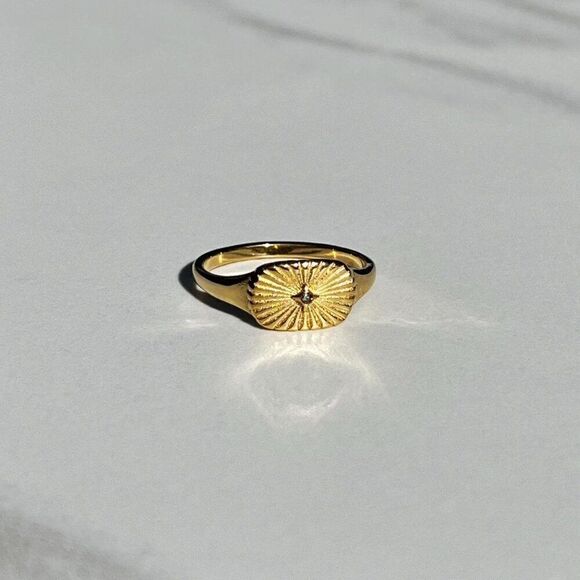 New! “Zeina” Ribbed Gold Ring - Picture 5 of 7